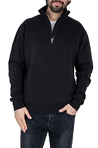 Mivaro Herren Troyer, Pullover mit 1/4 Reißverschluss, hoher Kragen, ohne Kapuze, Größe:3XL, Farbe:Schwarz von Mivaro