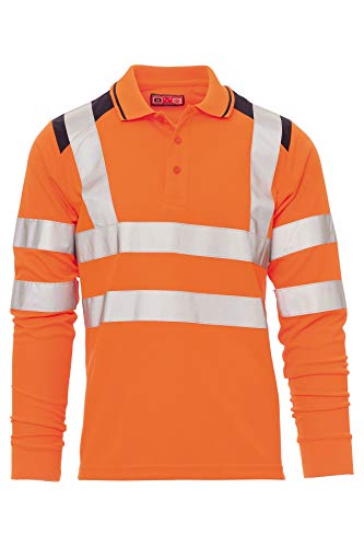 Mivaro Herren Warnschutz Langarmshirt Poloshirt, Hohe Sichtbarkeit Reflexstreifen EN ISO 20471 Klasse 2, Größe:3XL, Farbe:Neonorange von Mivaro