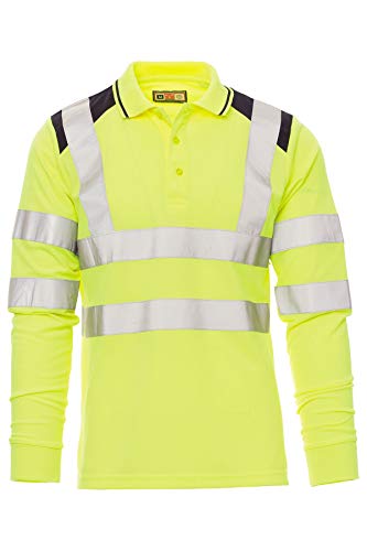 Mivaro Herren Warnschutz Langarmshirt Poloshirt, Hohe Sichtbarkeit Reflexstreifen EN ISO 20471 Klasse 2, Größe:M, Farbe:Neongelb von Mivaro