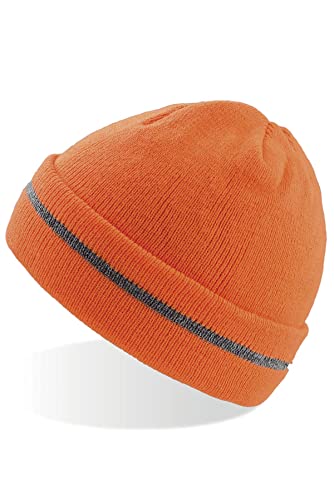Mivaro Herren Warnschutz-Mütze Beanie reflektierend, Größe:Einheitsgröße, Farbe:Orange von Mivaro