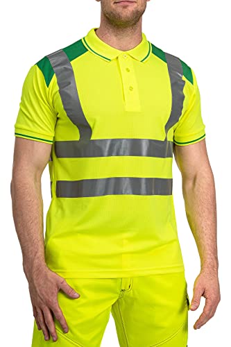 Mivaro Herren Warnschutz Poloshirt, Hohe Sichtbarkeit durch Reflexstreifen EN ISO 20471 Klasse 2, Größe:4XL, Farbe:Neongelb/Grün von Mivaro