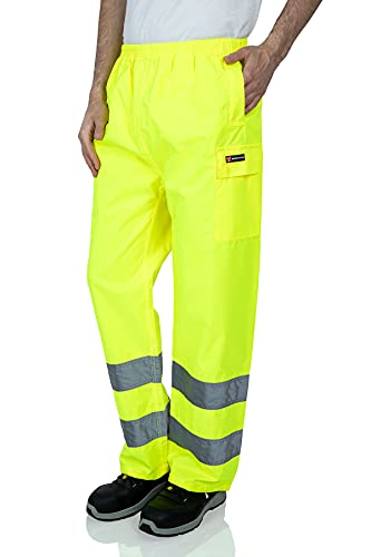 Mivaro Herren Warnschutz Regenhose Regenarbeitshose EN ISO 20471, Größe:L, Farbe:Neongelb von Mivaro