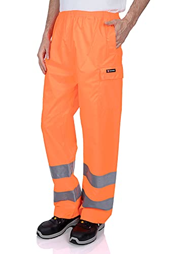 Mivaro Herren Warnschutz Regenhose Regenarbeitshose EN ISO 20471, Größe:XXL, Farbe:Neonorange von Mivaro