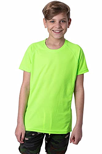 Mivaro Jungen Sport Shirt Trikot Funktionsshirt Laufshirt Fußball Training Tshirt, Größe:122/128, Farbe:Neongrün von Mivaro