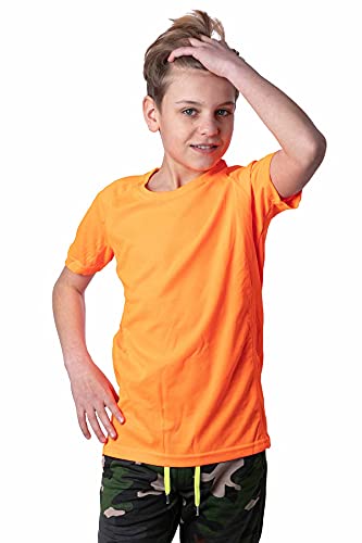 Mivaro Jungen Sport Shirt Trikot Funktionsshirt Laufshirt Fußball Training Tshirt, Größe:134/140, Farbe:Neonorange von Mivaro