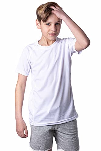 Mivaro Jungen Sport Shirt Trikot Funktionsshirt Laufshirt Fußball Training Tshirt, Größe:158/164, Farbe:Weiß von Mivaro