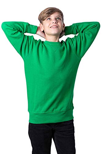 Mivaro Jungen Sweatshirt, Pullover ohne Kapuze für Kinder, Größe:110/116, Farbe:Grün von Mivaro