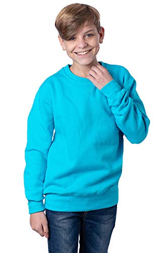 Mivaro Jungen Sweatshirt, Pullover ohne Kapuze für Kinder, Größe:110/116, Farbe:Türkis von Mivaro