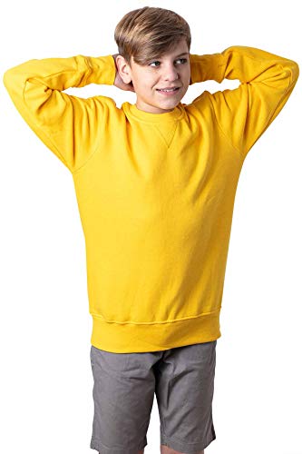 Mivaro Jungen Sweatshirt, Pullover ohne Kapuze für Kinder, Größe:122/128, Farbe:Gelb von Mivaro