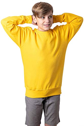 Mivaro Jungen Sweatshirt, Pullover ohne Kapuze für Kinder, Größe:134/140, Farbe:Gelb von Mivaro