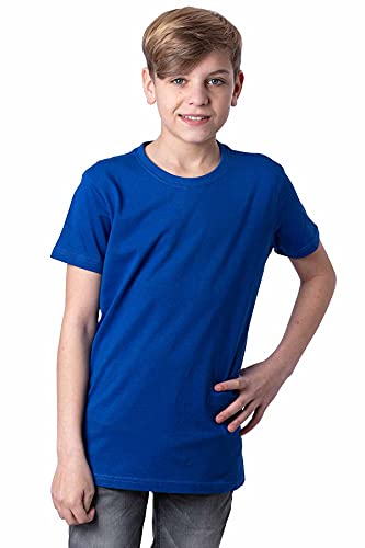 Mivaro Jungen T-Shirt Kurzarm Basic Shirt einfarbig Uni Shirt, Größe:134/140, Farbe:Blau von Mivaro