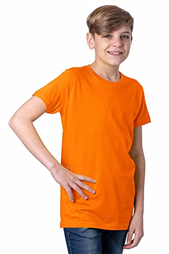 Mivaro Jungen T-Shirt Kurzarm Basic Shirt einfarbig Uni Shirt, Größe:134/140, Farbe:Orange von Mivaro