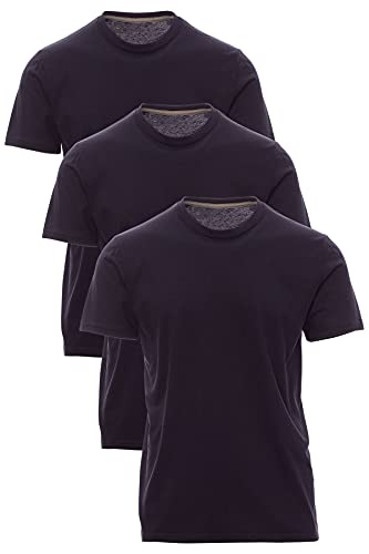Mivaro Jungen T-Shirt Set 3er Pack Kinder Basic Shirt Kurzarm, Größe:122/128, Farbe:3er Pack Dunkelblau von Mivaro