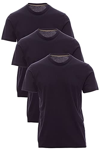 Mivaro Jungen T-Shirt Set 3er Pack Kinder Basic Shirt Kurzarm, Größe:134/140, Farbe:3er Pack Dunkelblau von Mivaro