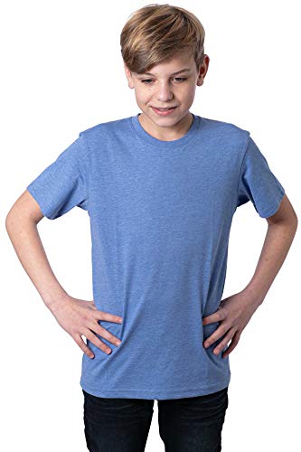 Mivaro Jungen T-Shirt mit Rundhals meliert einfarbig Bügelfrei, Größe:164, Farbe:Blau von Mivaro