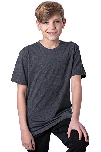 Mivaro Jungen T-Shirt mit Rundhals meliert einfarbig Bügelfrei, Größe:140, Farbe:Anthrazit von Mivaro