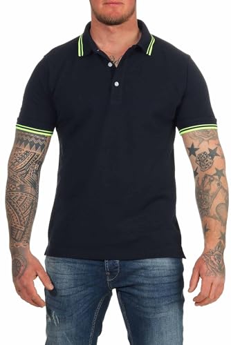Mivaro Poloshirt Herren Dunkelblau Gelb Größe: XL - Polo T-Shirt Baumwolle sportlich mit Kontrast Kragen Freizeitshirt Männer Golfshirt Sommer Look Kurzarm Regular Fit große Größen von Mivaro