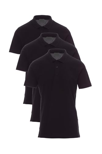 Mivaro Poloshirt Herren Schwarz 3er Pack Größe 4XL - Kurzarm Polo Shirts Regular Fit aus Baumwolle - Männer Set S bis 5XL - Geeignet für Arbeit Freizeit Golf Sport Alltag mit Knopfleiste und Kragen von Mivaro