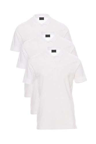 Mivaro Poloshirts Herren Weiß im 3er Pack in Größe 5XL - Polo Shirts aus Baumwolle S bis 5XL - Regular Fit für Männer mit Kragen und Knöpfen - Für Arbeit Büro Golf Sport Alltag Sommer Set von Mivaro