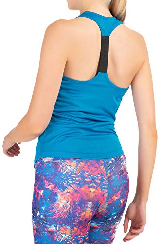Mivaro Sport Top Damen Blau - Racerback Tanktop Fitnessshirt in Größe: M - atmungsaktiv schnelltrocknend figurbetont - Workout Shirt für Joggen Yoga Gym Sportkleidung Training von Mivaro