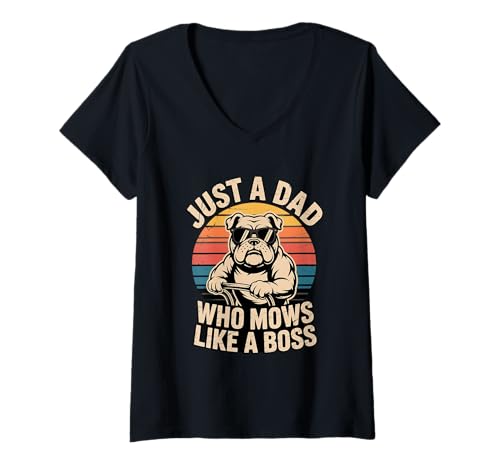 Damen Nur ein Vater, der wie ein Chef mäht - Vatertag T-Shirt mit V-Ausschnitt Damen Nur ein Vater, der wie ein Chef mäht - Vatertag T-Shirt mit V-Ausschnitt von Mix Web Shop - Funny Dad