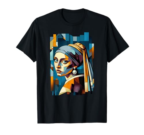 Vermeers Mädchen mit Perlenohrring - Kubismus Edition T-Shirt von Mix aus Kunststilen