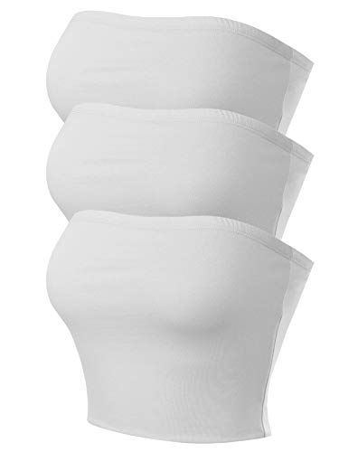 MixMatchy Damen Basic Casual Trägerlose Tube Top Packs, 3er-Pack – Weiß/Weiß/Weiß., Large von MixMatchy