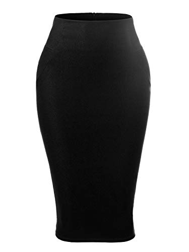 MixMatchy Damen Casual Classic Bodycon Bleistiftrock, schwarz, Mittel von MixMatchy