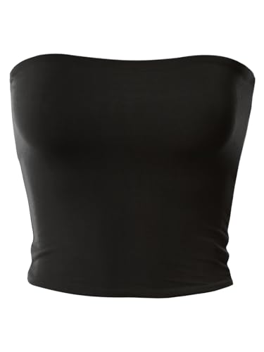 MixMatchy Damen Casual Trägerlos Basic Sexy Tube Top, Schwarz (Rayon), Groß von MixMatchy