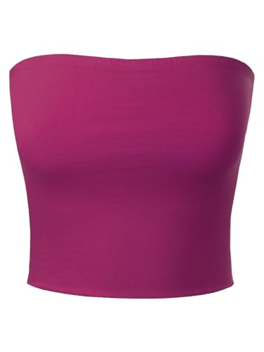 MixMatchy Damen Causal Strapless Basic Sexy Tube Top, Magenta, Klein von MixMatchy