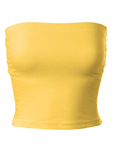 MixMatchy Damen Causal Trägerlos Basic Backless Tube Top Pack, gelb, Klein von MixMatchy