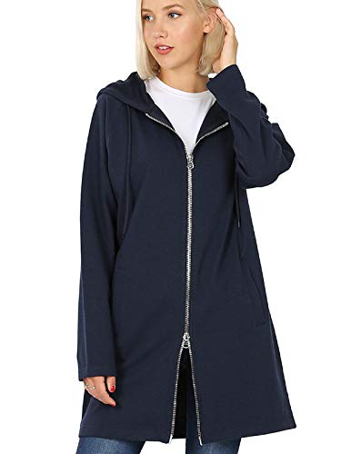 MixMatchy Damen Kapuzenpullover Oversized Zip Up Long Fleece Sweat Jacket - Blau - XX-Large von MixMatchy