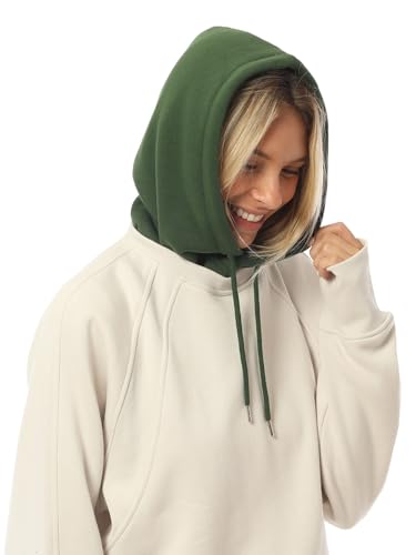 MixMatchy Damen Kapuzenschal Mütze Sturmhaube Beanie Skull Cap mit Kordelzug Abnehmbare Kapuze, Jäger-Grün, Einheitsgröße von MixMatchy