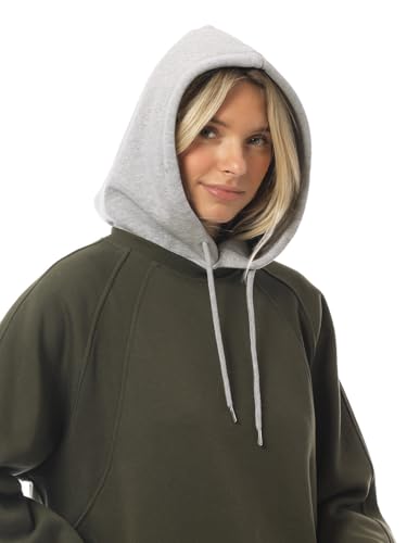 MixMatchy Damen Kapuzenschal Mütze Sturmhaube Beanie Skull Cap mit Kordelzug Abnehmbare Kapuze, Meliert, Grau, Einheitsgröße von MixMatchy