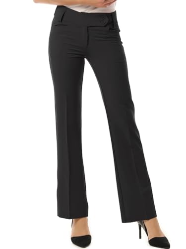 MixMatchy Damen Relaxed Bootcut Kleid Hose Business Casual Arbeitshose Hose, Schwarz, 1X von MixMatchy
