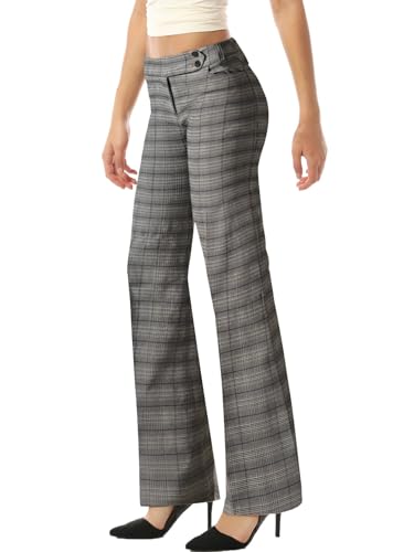 MixMatchy Damen Ultra Stretch Lux Comfort mit Flex Motion Bootcut Anzughose Arbeit Business Büro Hose, Hellgrau/Blau 2, X-Klein von MixMatchy