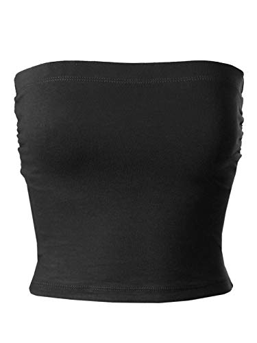 MixMatchy Frauen Causal Trägerlos Basic Sexy Tube Top, Schwarz, Groß von MixMatchy