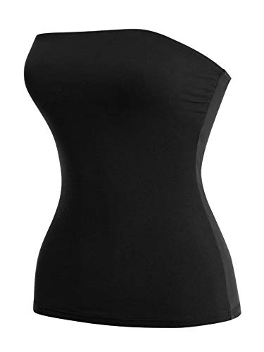 MixMatchy Frauen Causal Trägerlos Basic Sexy Tube Top, Schwarz, X-Groß von MixMatchy