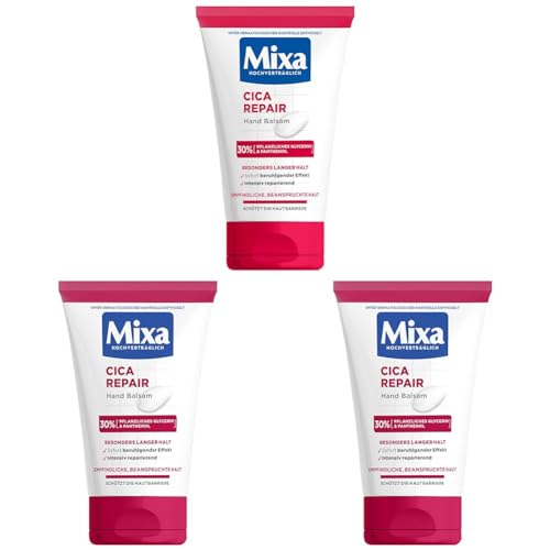 Mixa Cica Hand Balsam, Handcreme, mit pflanzlichen Glycerin und Panthenol, für empfindliche Haut, schnell einziehend, beruhig die Haut, feuchtigkeitsspendend & intensiv reparierend Cica Repair 50 ml von Mixa