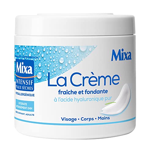 Mixa Intensive trockene Haut – Die frische und schmelzende Creme mit reiner Hyaluronsäure – vielseitig einsetzbar, Gesicht, Körper, Hände, Füße – 24 Stunden Feuchtigkeit – schnell einziehend – von Mixa