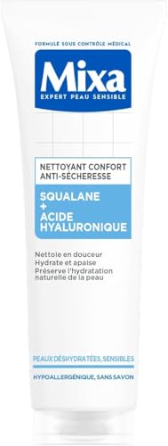 Mixa - Komfort-Reiniger gegen Trockenheit mit Squalan und Hyaluronsäure – feuchtigkeitsarme und empfindliche Haut – feuchtigkeitsspendende Gesichtspflege – Make-up-Entferner für trockene Haut – 150 ml von Mixa