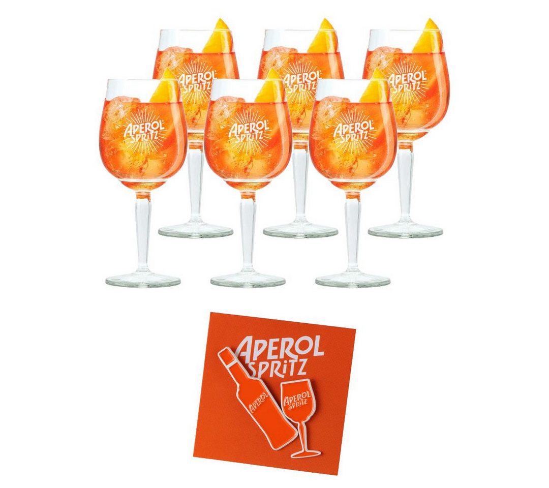 Mixcompany Pins Aperol Spritz Geschenkpaket – 6 Gläser + 2 kultige Pins im Set von Mixcompany