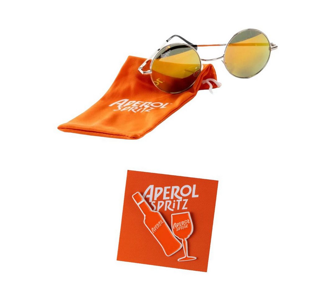 Mixcompany Sonnenbrille Aperol Spritz Accessoire-Set – Sonnenbrille + 2 trendige Pins von Mixcompany