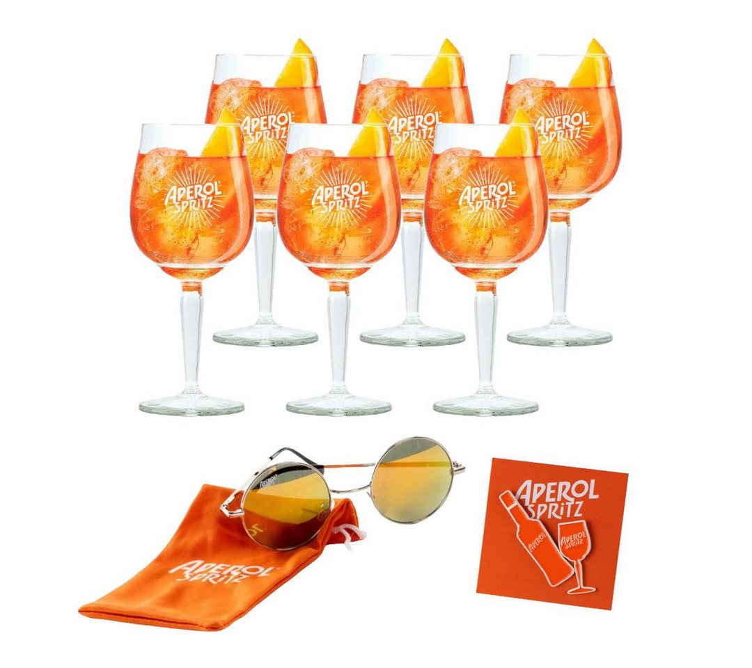 Mixcompany Sonnenbrille Aperol Spritz Sommer-Set – 6 Gläser + Sonnenbrille + 2 stylische P von Mixcompany
