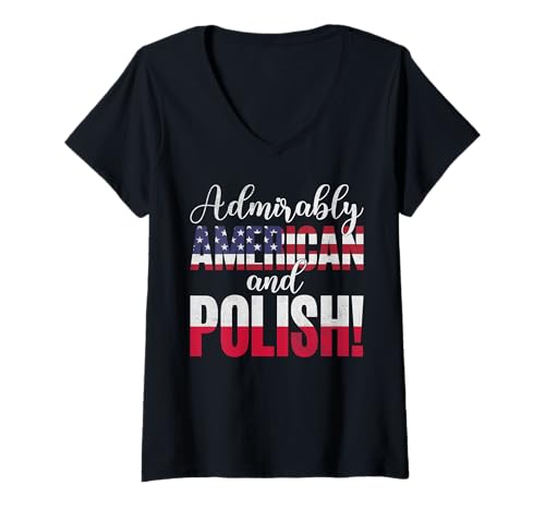 Damen Bewundernswert amerikanische und polnische gemischte Nationalitäten T-Shirt mit V-Ausschnitt Damen Bewundernswert amerikanische und polnische gemischte Nationalitäten T-Shirt mit V-Ausschnitt von Mixed Nationalities Admirably American Polish