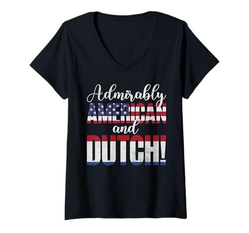 Damen Bewunderbar amerikanische und niederländische gemischte Nationalitäten T-Shirt mit V-Ausschnitt Damen Bewunderbar amerikanische und niederländische gemischte Nationalitäten T-Shirt mit V-Ausschnitt von Mixed Nationalities American Dutch Admirably