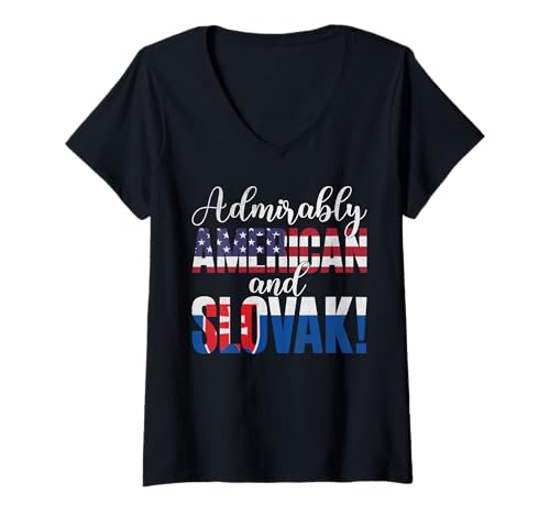 Damen Bewundernswert amerikanische und slowakische gemischte Nationalitäten T-Shirt mit V-Ausschnitt von Mixed Nationalities American Slovak Heritage