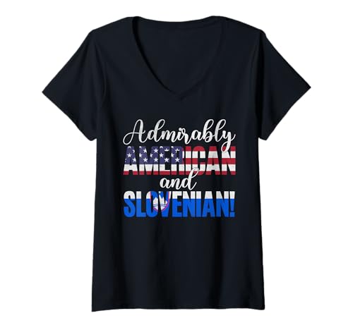 Damen Bewundernswert amerikanische und slowenische gemischte Nationalitäten T-Shirt mit V-Ausschnitt von Mixed Nationalities With American Slovenian