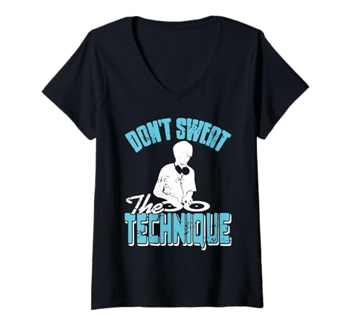 Damen Schwitz Nicht Die DJ Technik Perfektion T-Shirt mit V-Ausschnitt Damen Schwitz Nicht Die DJ Technik Perfektion T-Shirt mit V-Ausschnitt von Mixfreunde Und Klang Enthusiasten