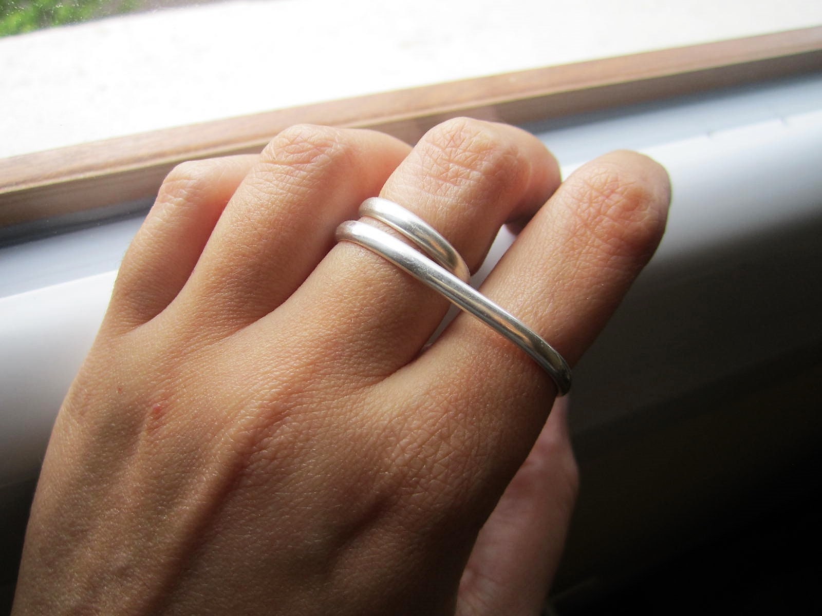 Zwei-Finger-Silberring - Doppelring Minimalistisch Zwei-Finger-Silberring - Doppelring Minimalistisch von Mixmania